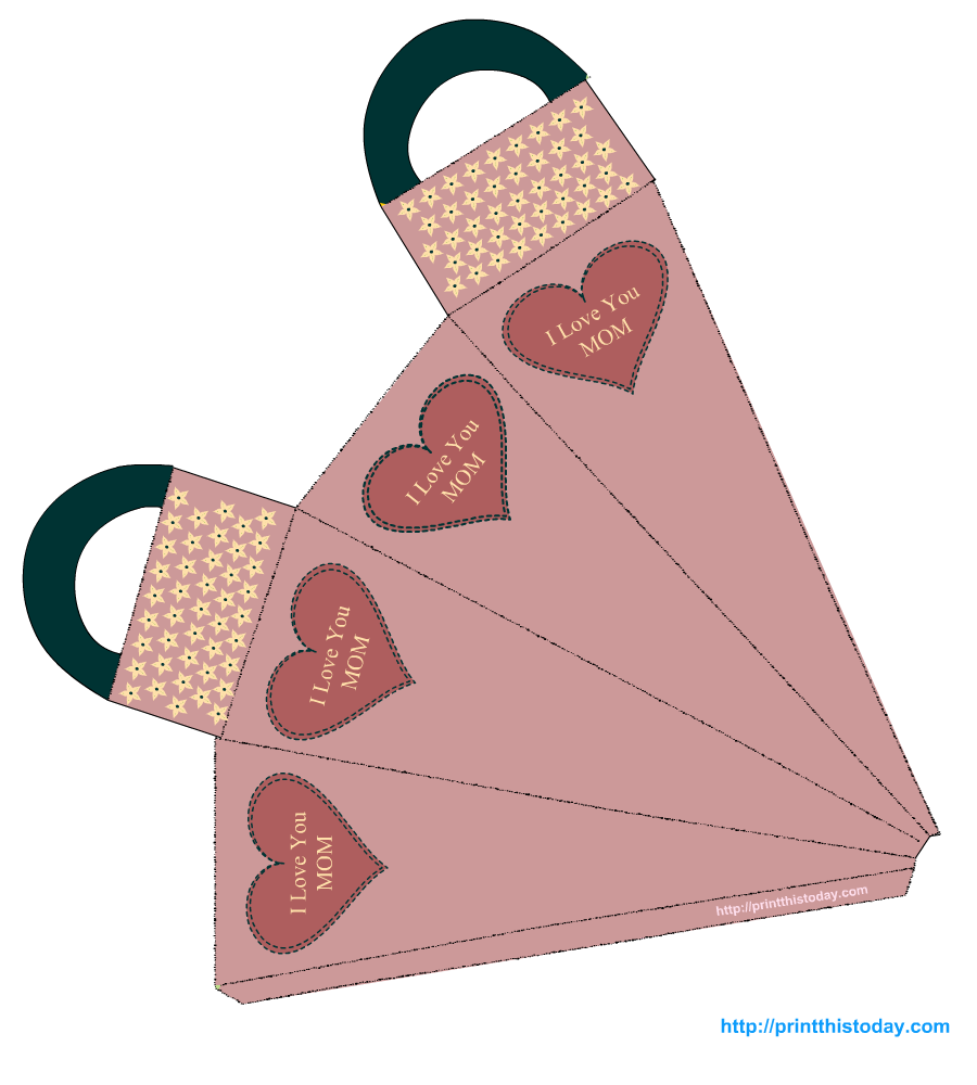 Free Printable Mother's day favor bag with hearts and flowers