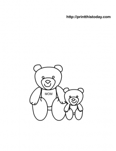 Cute free coloring page for mothers day with mama and baby bears