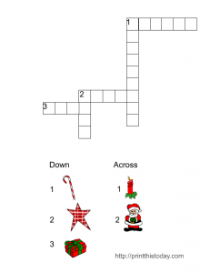 Crossword puzzle printable for Christmas