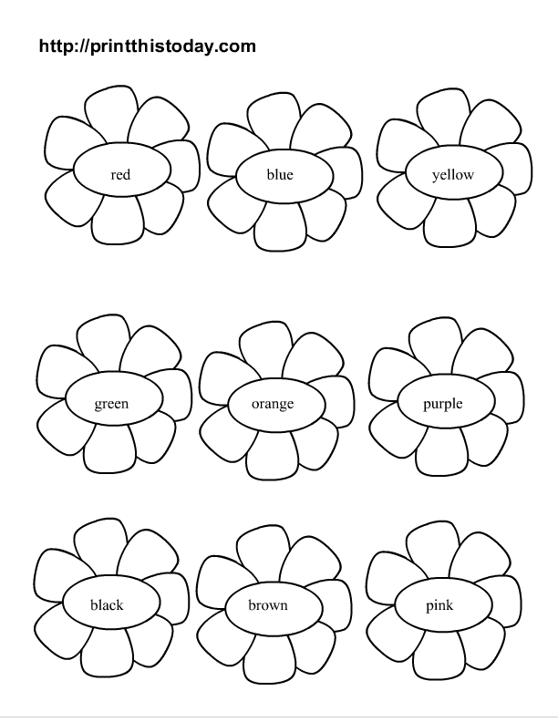 Free Color the Flowers Printable Activity