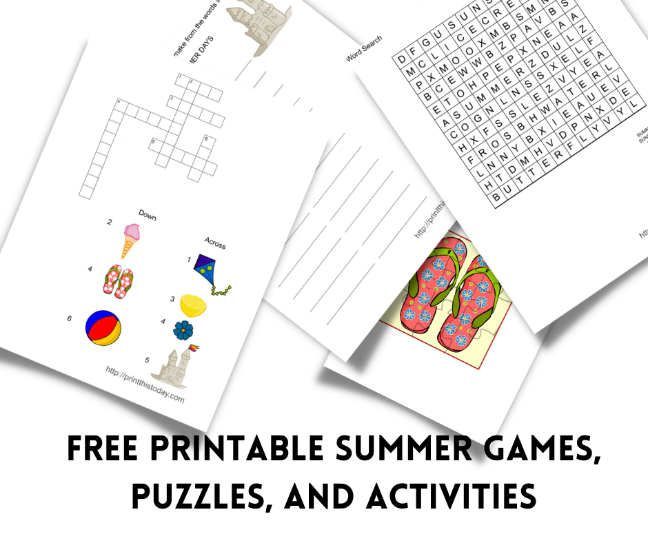 Kids word puzzle games - free printable