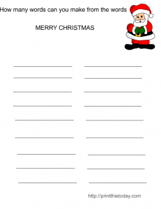 free printable Christmas word mining Game