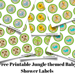 Free Printable Jungle themed Baby Shower Labels