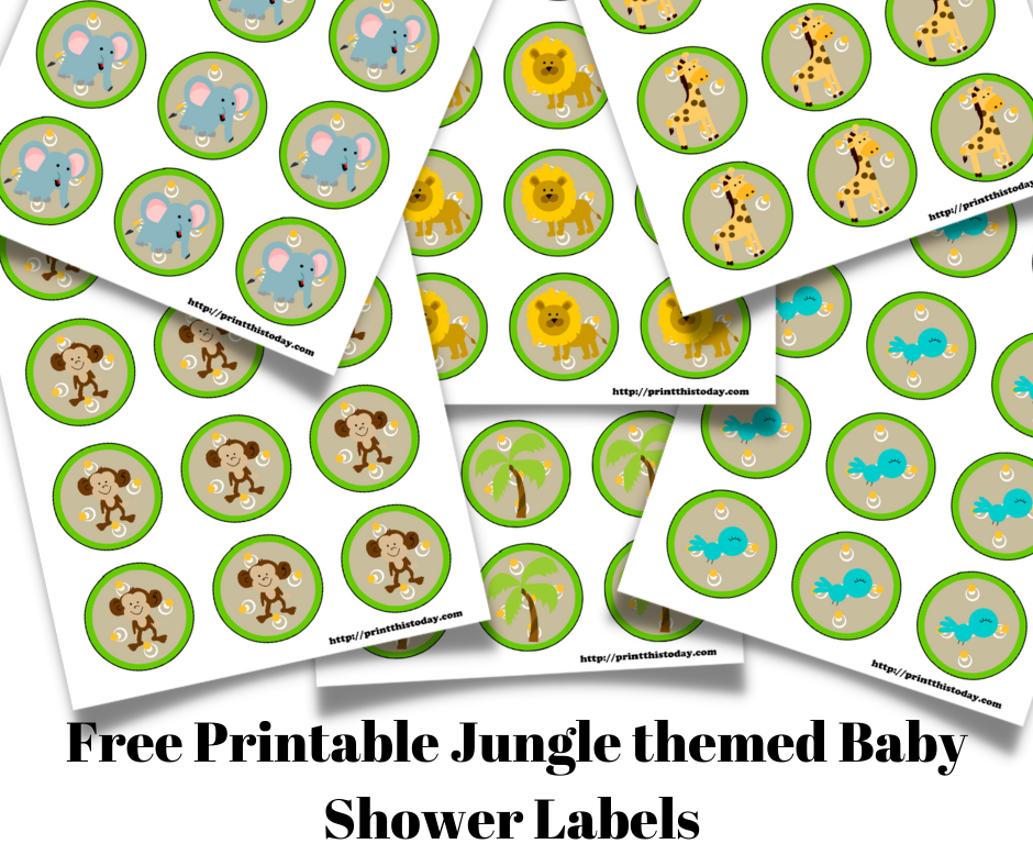 Free Printable Jungle themed Baby Shower Labels