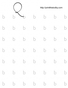 Alphabet B tracing worksheet for kindergarten