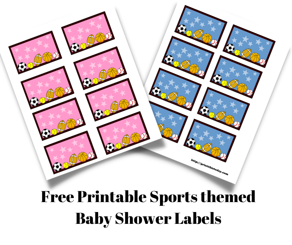 Free Printable Sports themed Baby Shower Labels