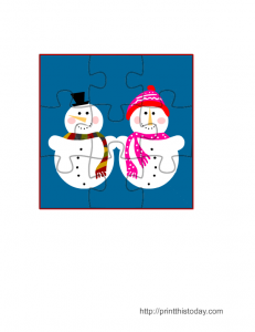 Snowman and Snow-lady Jigsaw Puzzle Game for Winter