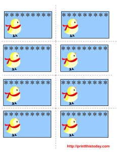 Free Printable Labels set with bird wearing scarf