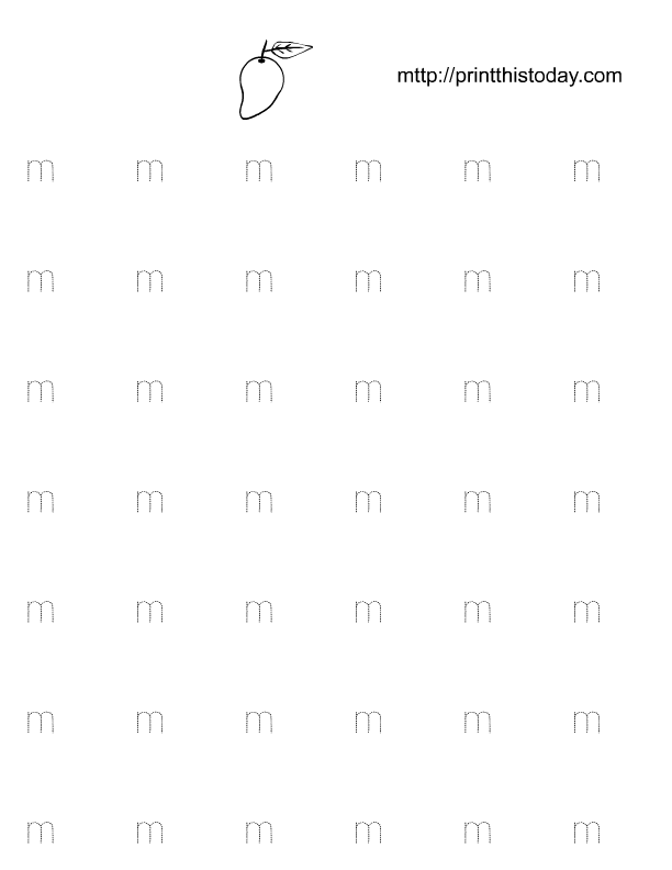 Free Printable Alphabet M tracing worksheets