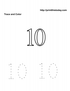 Free number ten math worksheet