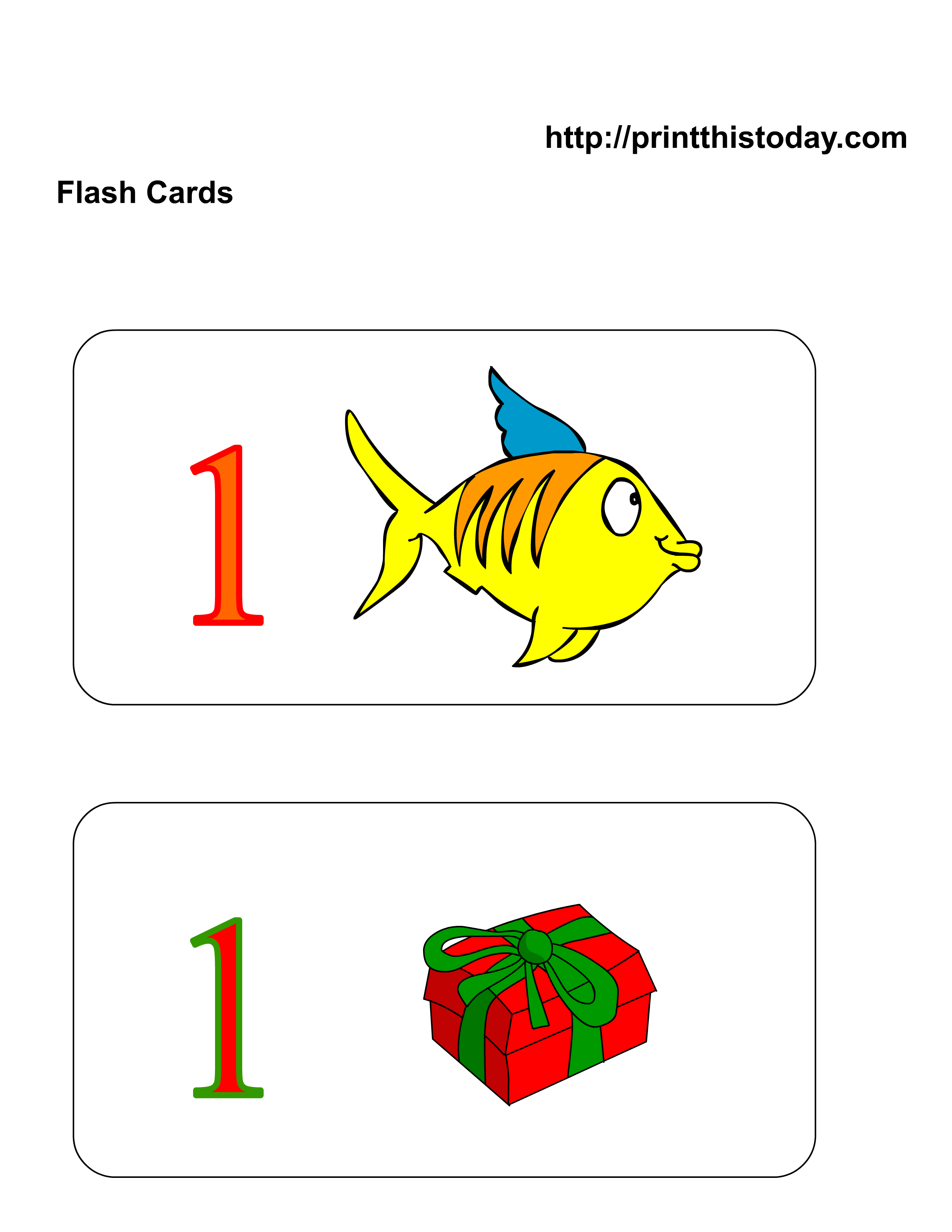 number 1 flash cards