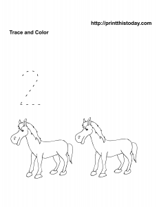 Free animals math worksheet with horses