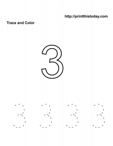 Free number 3 kindergarten math worksheet