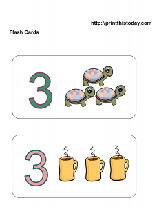 free number three math flashcards