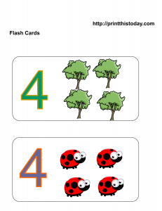 free number four math flashcards