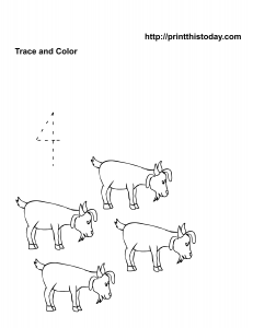 Pre school math worksheet with four goats