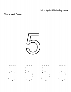 Free number 5 practice math worksheet