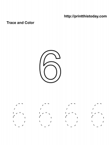 free number 6 kindergarten math worksheet 