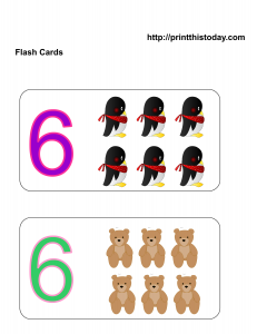 Number 6 math flashcards