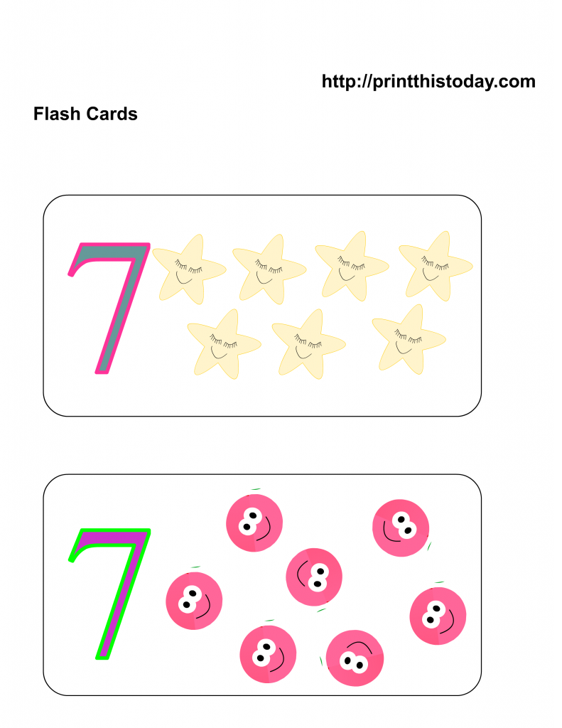 Free Kindergarten Math Worksheets (Number Seven,7)