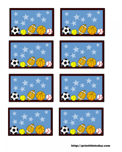 Free Printable Sports Ball Labels in Blue Color