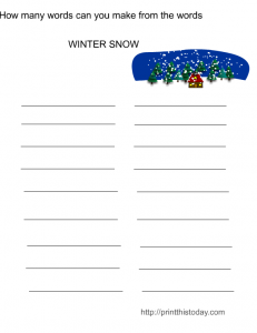 free printable winter activities