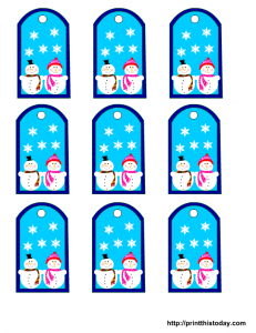 Free printable favor tags with snowman