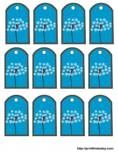 tags printable with snowflakes tree and bird