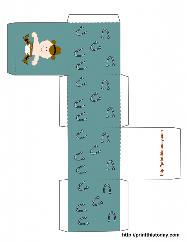 Free Printable Cowboy baby shower Favor box template