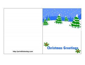Free Printable Christmas Card with trees and snowflakes