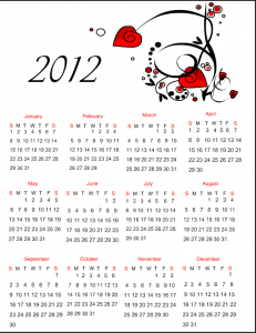 Free Printable 2012 Calendar
