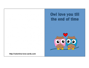 Free Printable Love Cards featuring Owls, Owl love you till the end of time