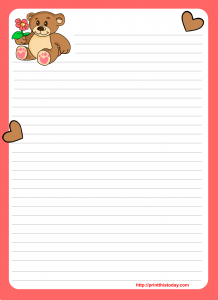 Free love letter pad design with teddy bear