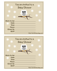 Free printable owl themed baby shower invitations