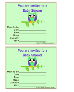 Free Printable owl baby Shower invitations