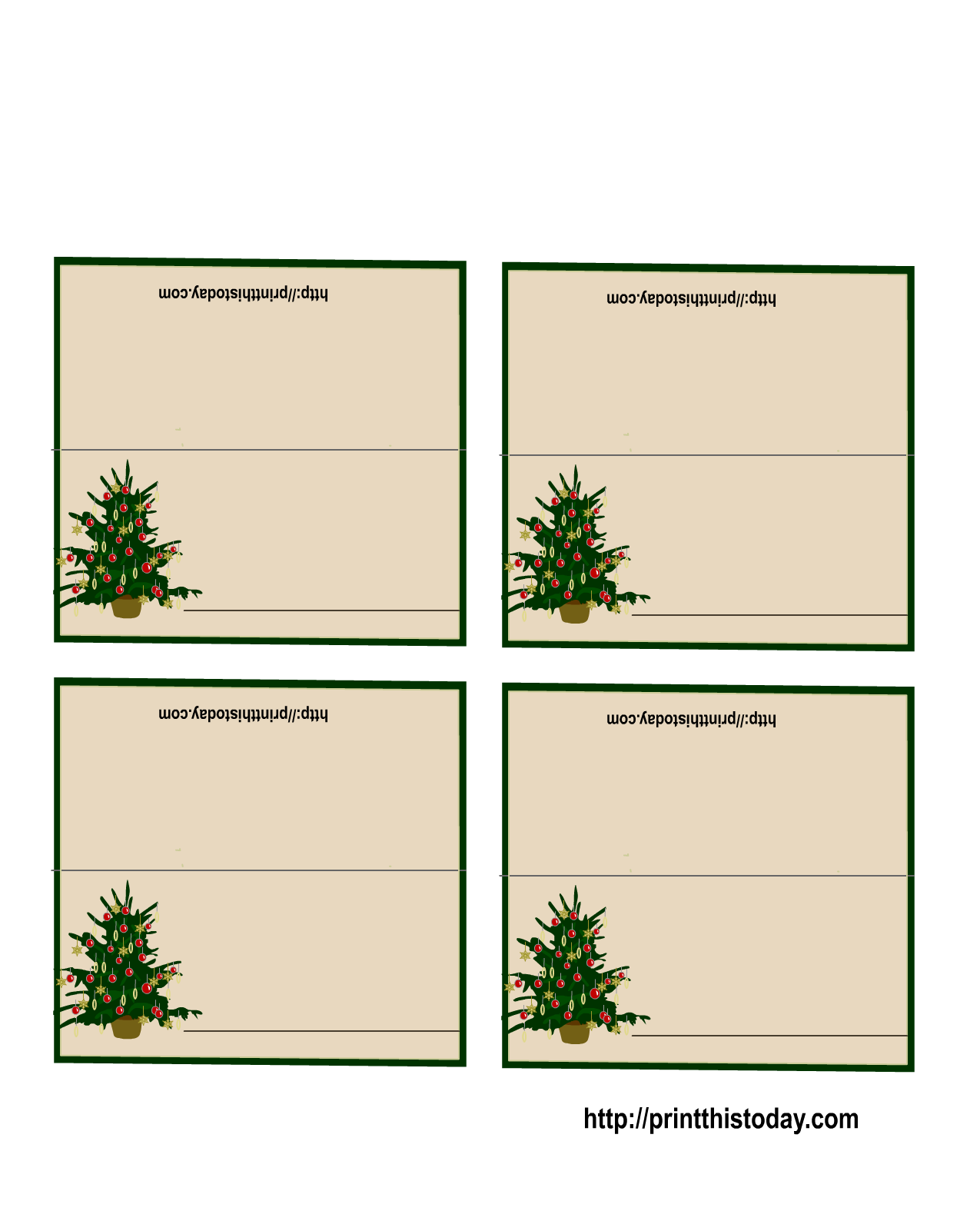 Free Printable Christmas Folding Place Cards