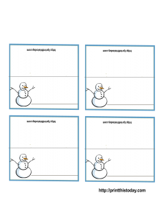 Free printable Christmas Place Cards with Snow man