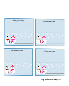 Snow Man and woman Place Cards for Christmas