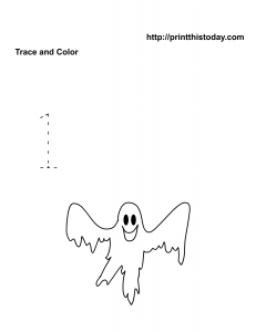 Free Printable Number one Halloween Math Worksheet
