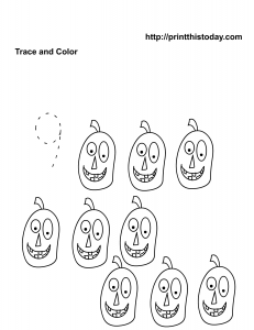 free printable Halloween worksheet for number nine