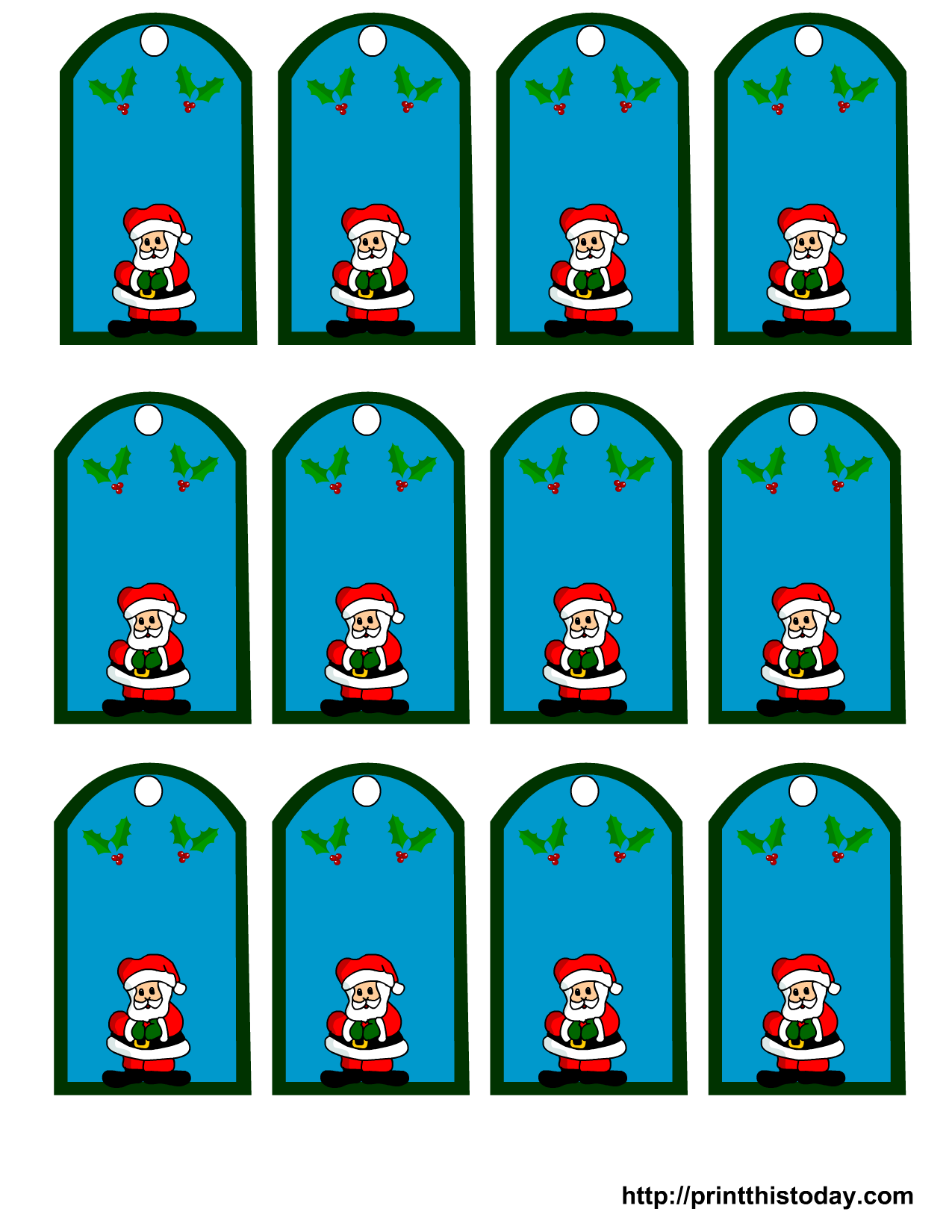 Printable Santa Claus Christmas Gift Tags