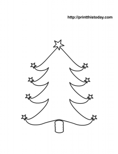 Christmas tree with star shaped ornaments coloring page