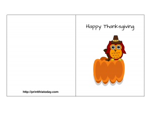 Free Printable Thanksgiving Card featuring Cute Owl