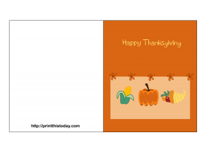 free printable card featuring thanksgiving items