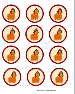 Cupcake Toppers with owl for thanksgiving