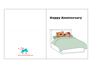 Free Printable Anniversary card with cute Teddy Bear couple