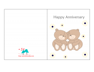 Free printable anniversary card with teddy bears