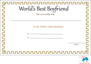 free printable world's Best boyfriend Certificate