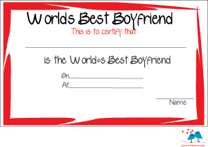 Free printable Best boyfriend love certificate