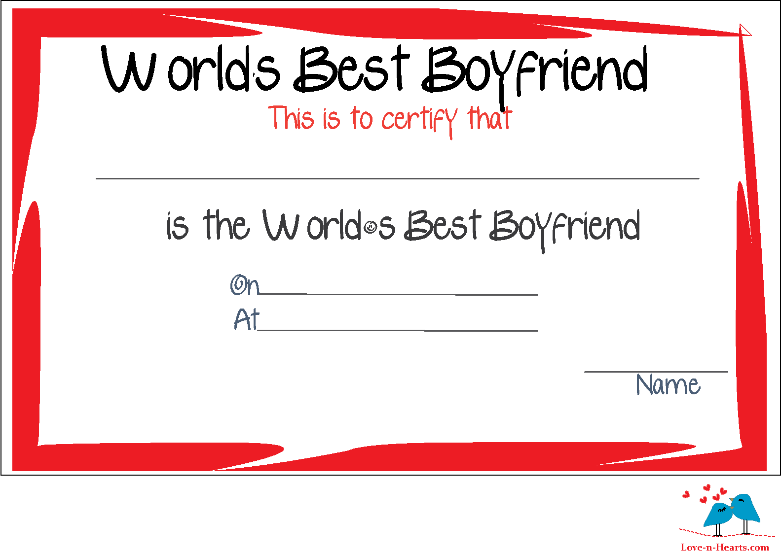 Best boyfriend love certificate